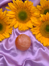 Load image into Gallery viewer, Orange Selenite Sphere &amp; Palm Stones
