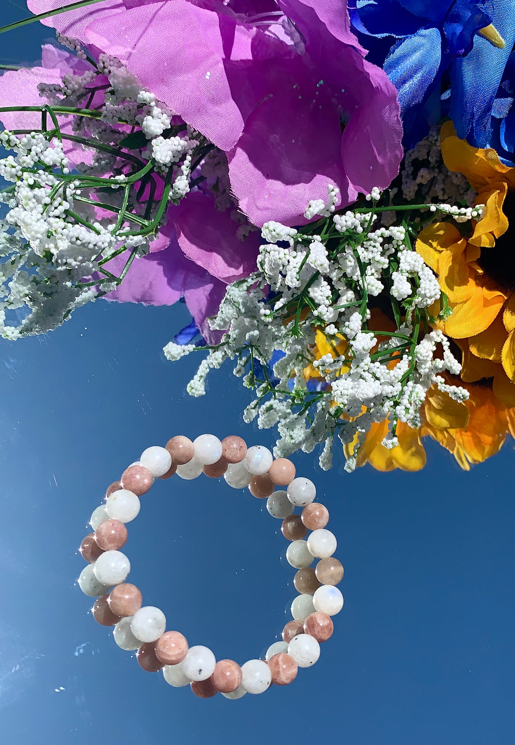 Peach & Rainbow Moonstone bracelet