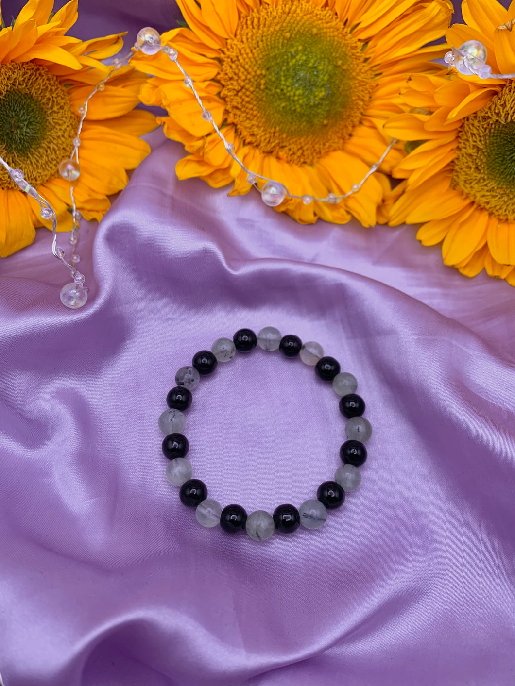 Prehnite & Black Jasper bracelet