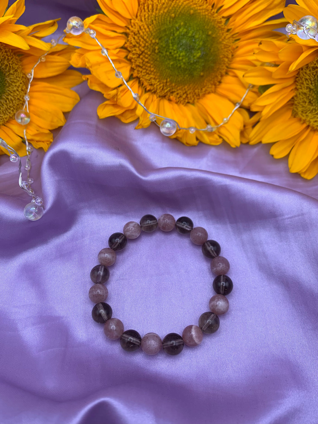 Peach Moonstone & Smoky Quartz bracelet