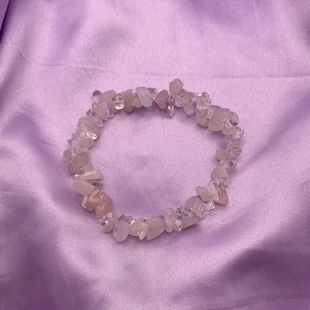 Rose Quartz & Clear Quartz chip bracelet